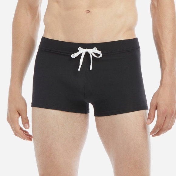 2(X)IST Men's Cabo Solid Square Leg Swim Brief, Black, Small - Picture 4 of 6